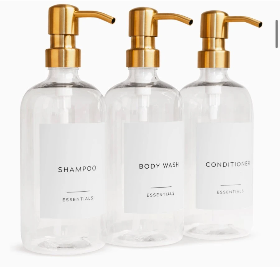 Clear Refillable Dispenser Bottles – Shampoo, Body Wash & Conditioner (Set of 3)